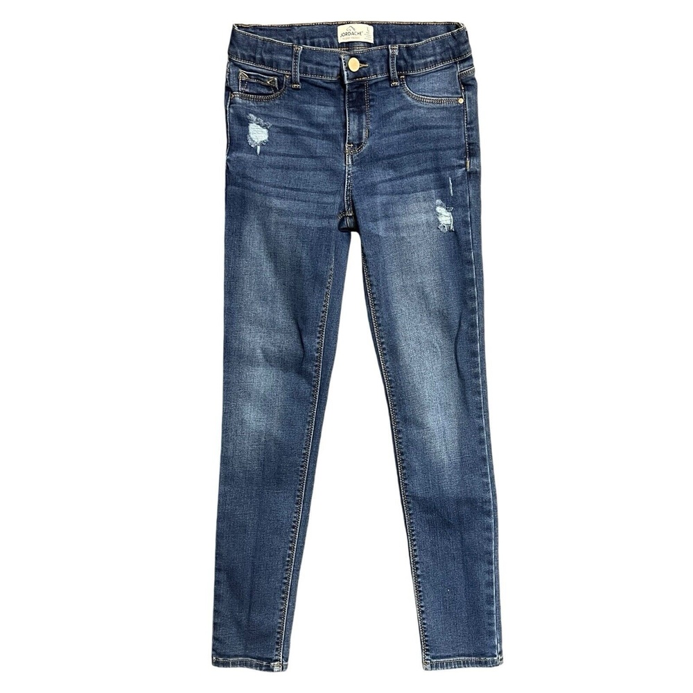 Jordache Jeans Girls‎ Size 12 Medium Blue Super Skinny Distressed Casual Stretch